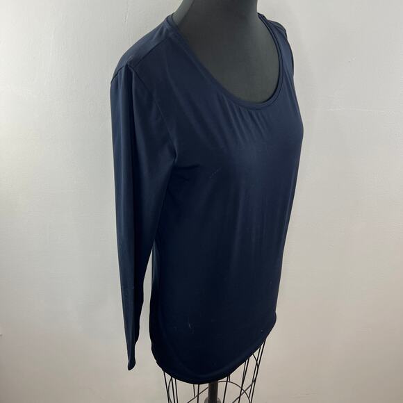 OPUS Basic Long Sleeve Smilia Shirt Navy Blue Jersey Round Neck Slim-Fit 44 M - Picture 4 of 8